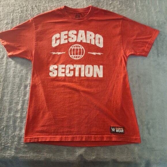 WWE Cesaro Section T-Shirt Large Authentic Red 2014 Wrestling Double-Sided - Picture 1 of 8